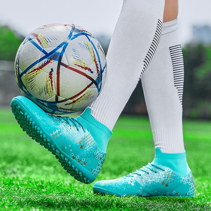 Men Soccer Shoes Women Football Boots Breathable Non-Slip Grass Training Sneakers Cleats Outdoor High Top Sport Footwear