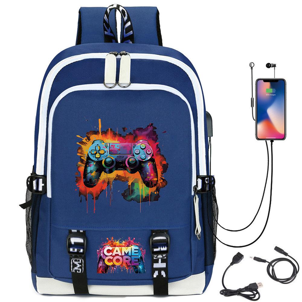 Digital Printing Gamepad Pattern Backpack Cartoon Elementary School Bag Large Capacity Usb Backpack
