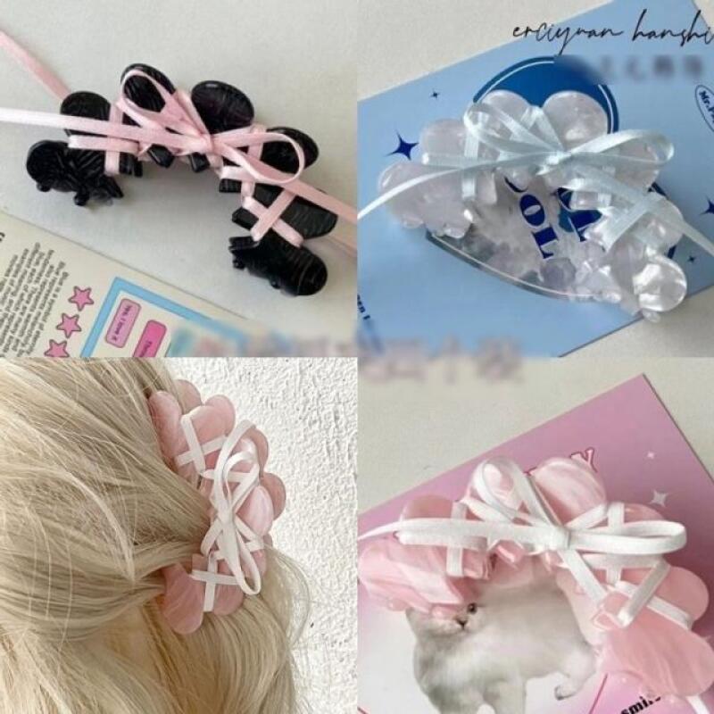 Mother-of-pearl marble ribbon hair clip