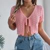 Damen Kurzarm V-Ausschnitt T-Shirts Streifen T-Shirt Damen T-Shirt Street Strickwaren Oberteil