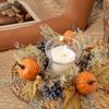 Herbstlicher Kerzenring aus künstlichen Ahornblättern, Erntedankkranz, Ringhalter, kleiner Kranz, Säulenkerzenhalter, Kranz, Festdekoration