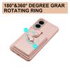 For Samsung Galaxy S25 Edge Case with Ring Kickstand Drawing Type Card Slots Leather Back Cover