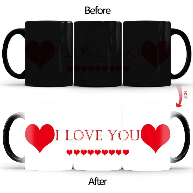 

Surprise “I LOVE YOU” Magic Mug BSKT-106 Ceramic Cup Color Change Mug Anime Sublimation Blanks Thermosensitive Mugs Coffee Cups 301-400ml