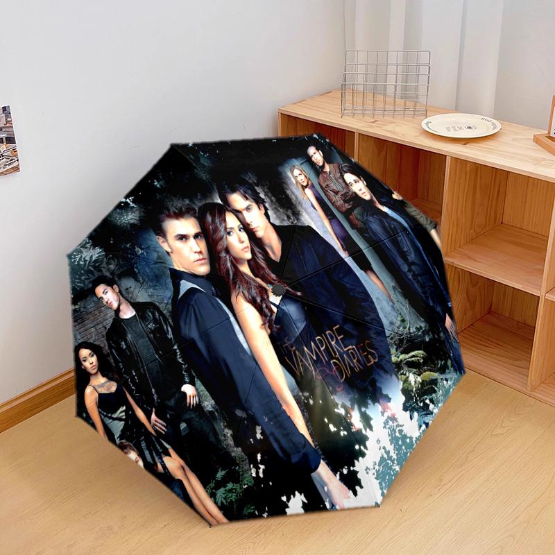 1PC Vampire Diaries Series Automatic Umbrella - Suitable Travel Outdoor Portable Umbrella Birthday Gift Daily Essentials