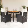 Vidaxl 5-Cz. Garden Furniture Set With Cushions, Black, Poly Rattan
