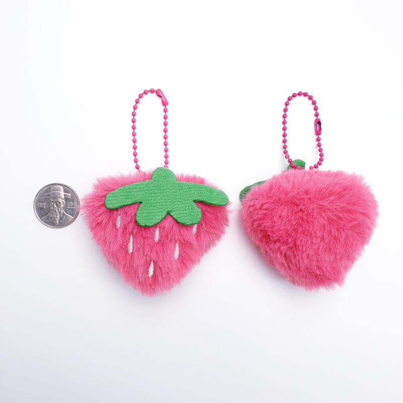 Fluffy Fruit Strawberry Doll Keyring Key Holder