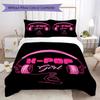 1PC Musical Elements Bedding Quilt Set Quilt Cover Pillowcase Home Decoration Birthday Gift (1 * Duvet Cover + 2 * Pillowcase, Without core)A13