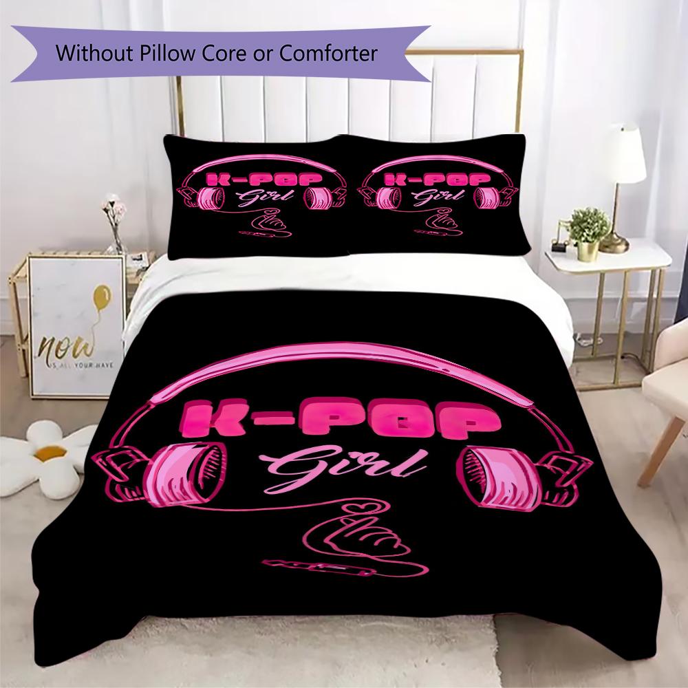 1PC Musical Elements Bedding Quilt Set Quilt Cover Pillowcase Home Decoration Birthday Gift (1 * Duvet Cover + 2 * Pillowcase, Without core)A13