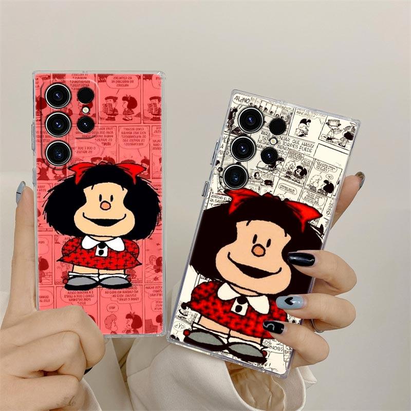 Mafalda Cartoon Girl Transparent Case For Samsung Galaxy S26 S25 Ultra S24 S22 S26 Plus S20 S23 S21 S25 FE 5G Clear Back Cover