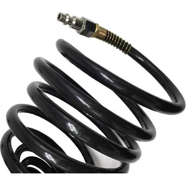 Recoil Hose Heavy Duty Recoil Air Hose Air Line OD 1/4 Inch Portable Polyurethane Coil Hose with 1/4 Inch Quick Fittings for Air Compressor, Sprayer