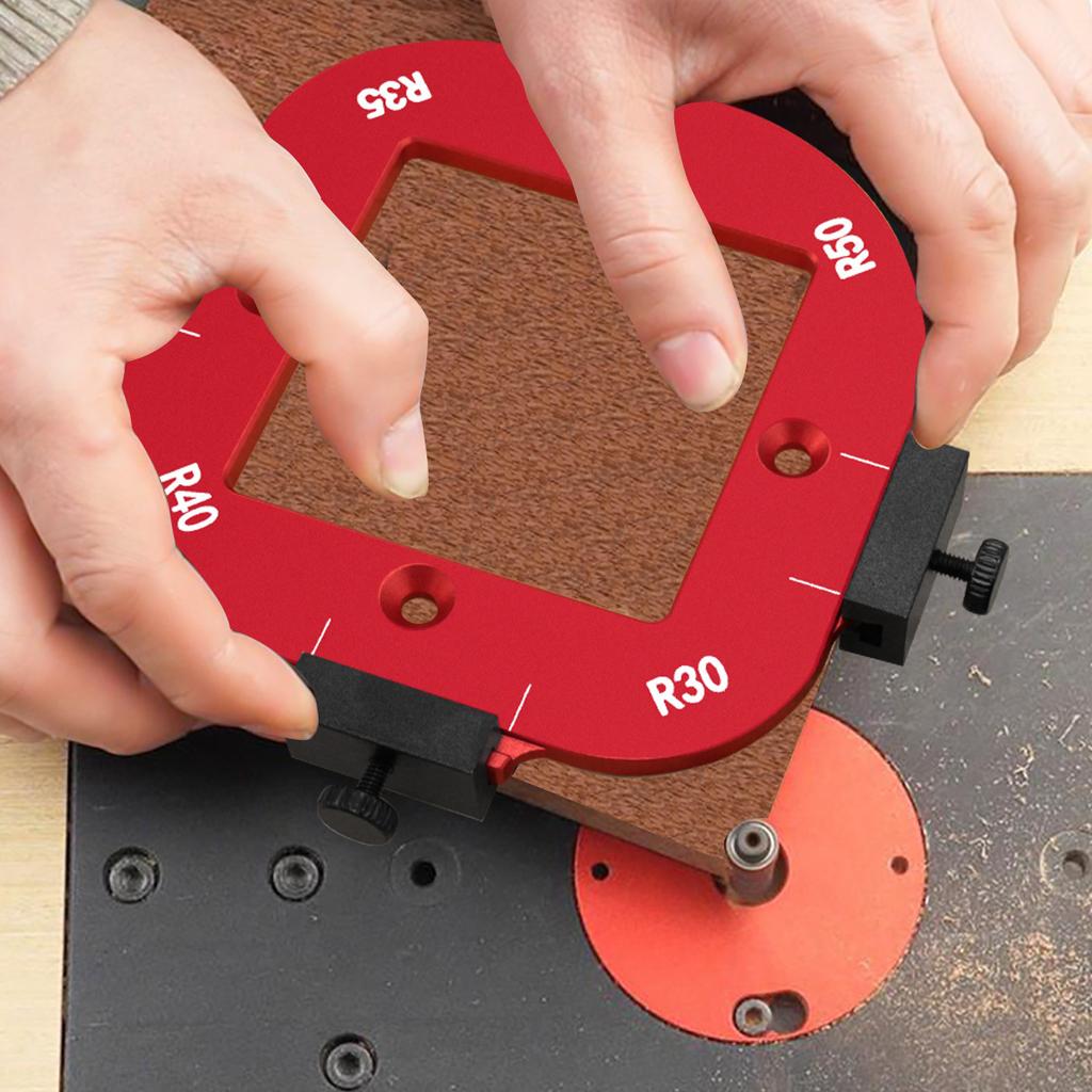 4-in-1 Woodworking Router Corner Radius Template Jig, R10-R50 Arc Positioning Router Table Jig with Bit Guide for Rounded