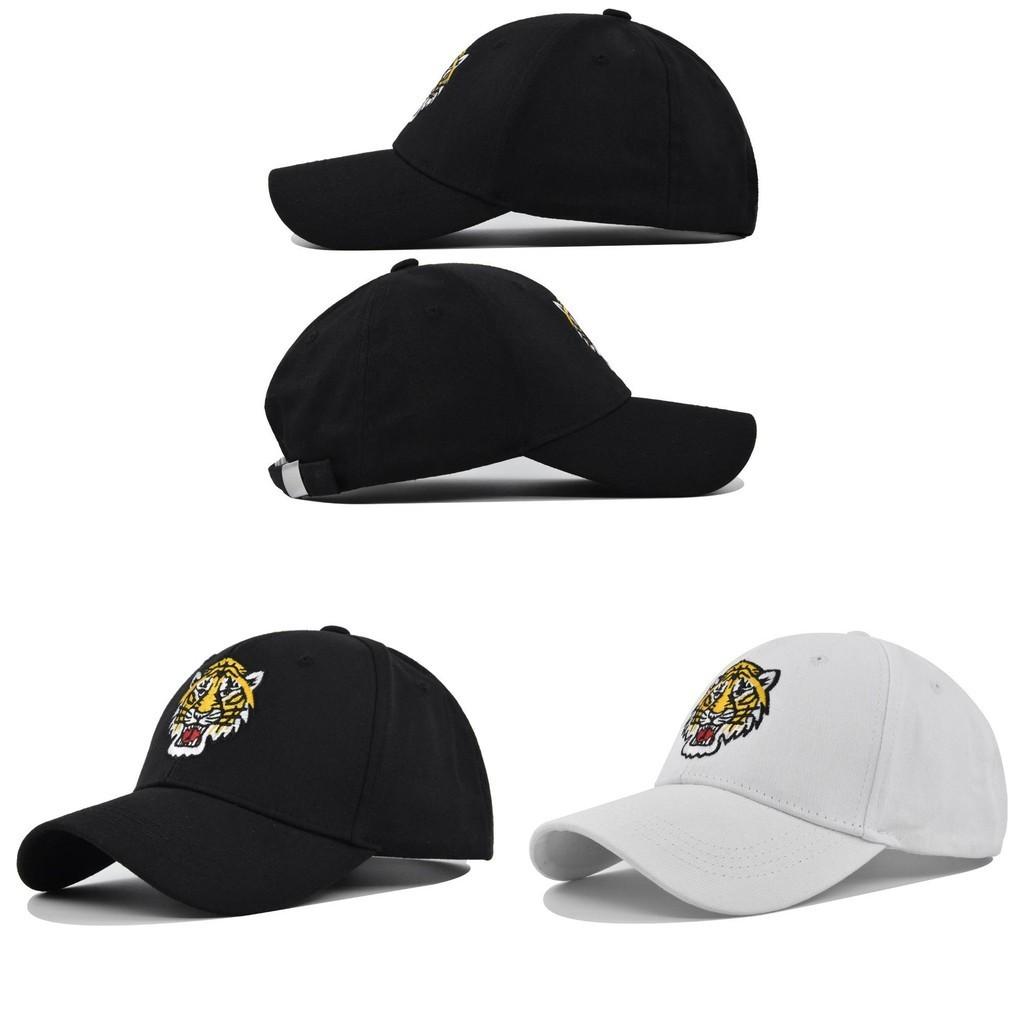 Męska Czapka Baseballowa z Głową Tygrysa Ins Modna Czapka z Daszkiem Duck Tongue Koreańska Moda Codzienna Miękki Daszek Biała