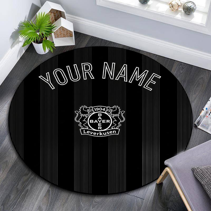 Custom Name Bayer Leverkusen Round Area Rug,Carpet Rug for Living Room Bedroom Sofa Playroom Decor,Non-slip Floor Mat