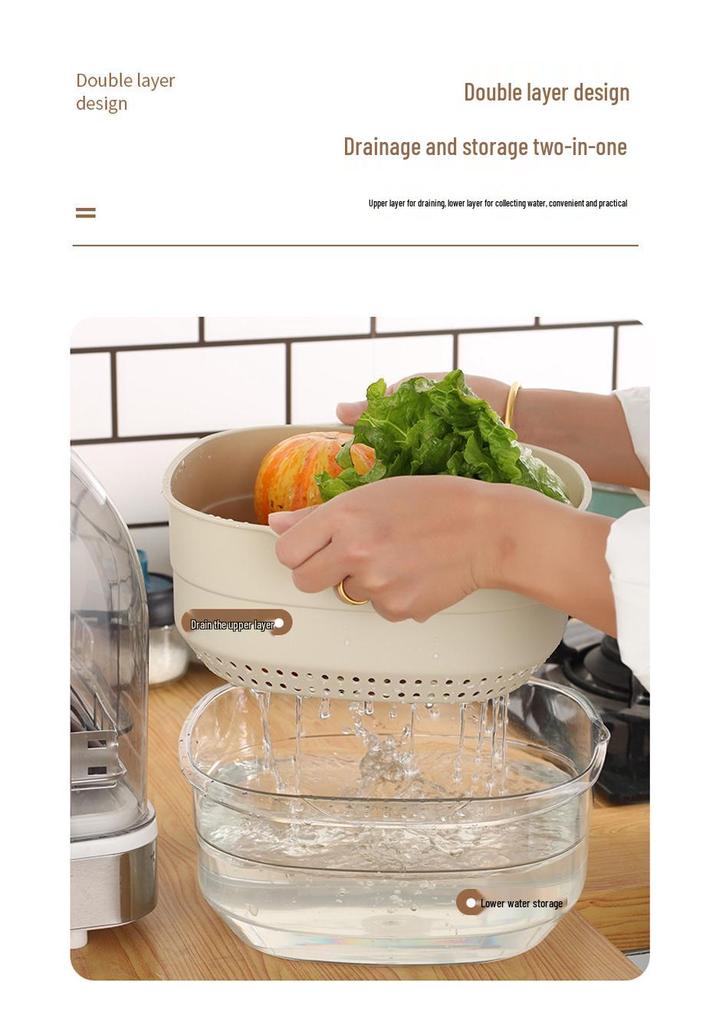 Transparent PET Plastic Multi-purpose Draining Basket - Drop-Resistant, Dustproof, Ideal for Vegetables & Fruits