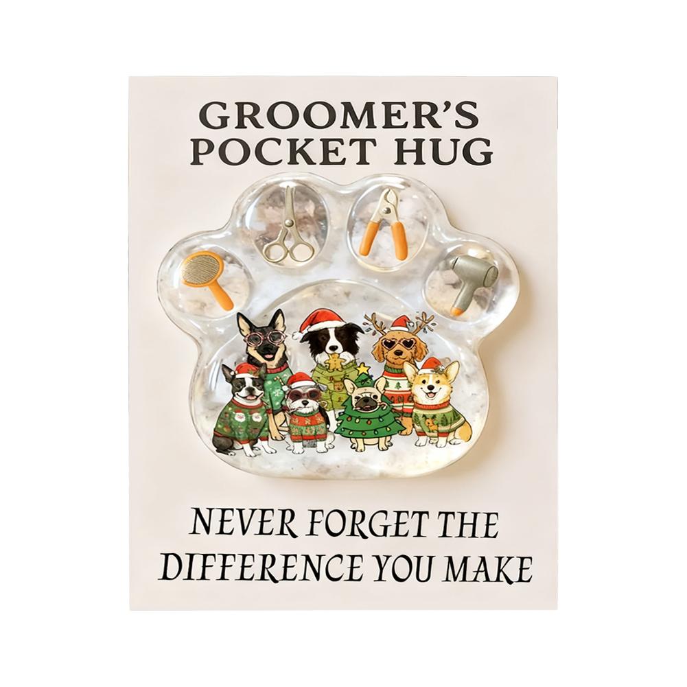 

Christmas Hug Pet Groomer Appreciation Cards 2D Acrylic Hairdresser Souvenir Clear Inspirational Card Pocket For Dog Groomers