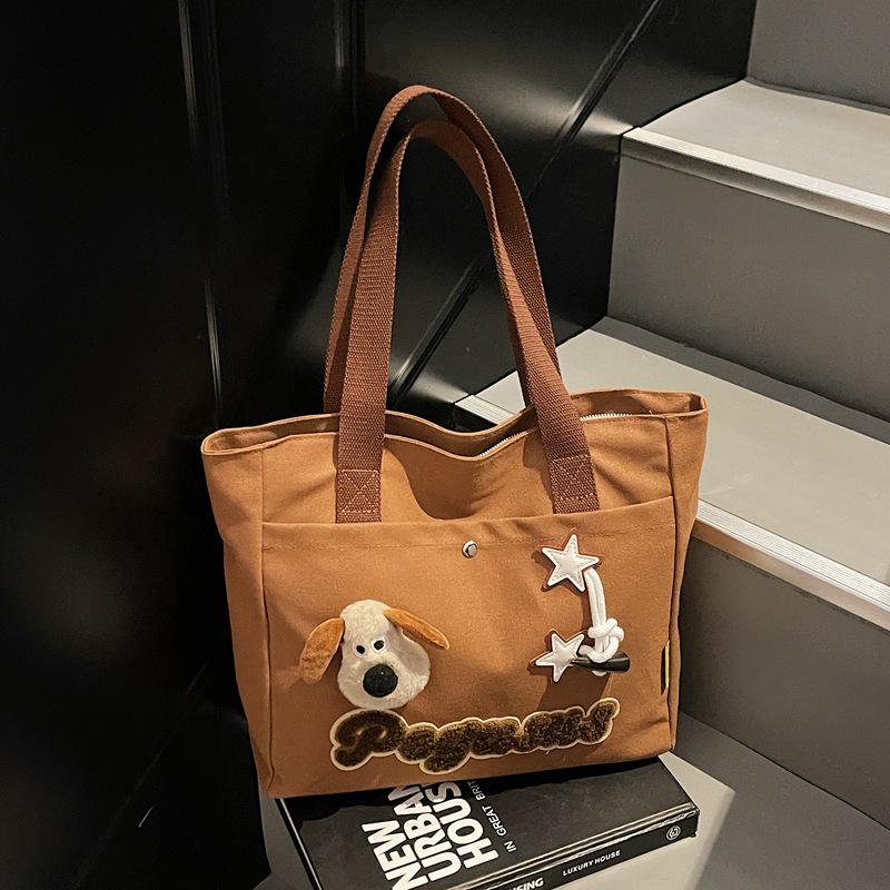 Damen Canvas Tote mit großem Fassungsvermögen - Lässig für den Arbeitsweg & Cartoon-Design, Perfekt für Studentinnen & Mütter