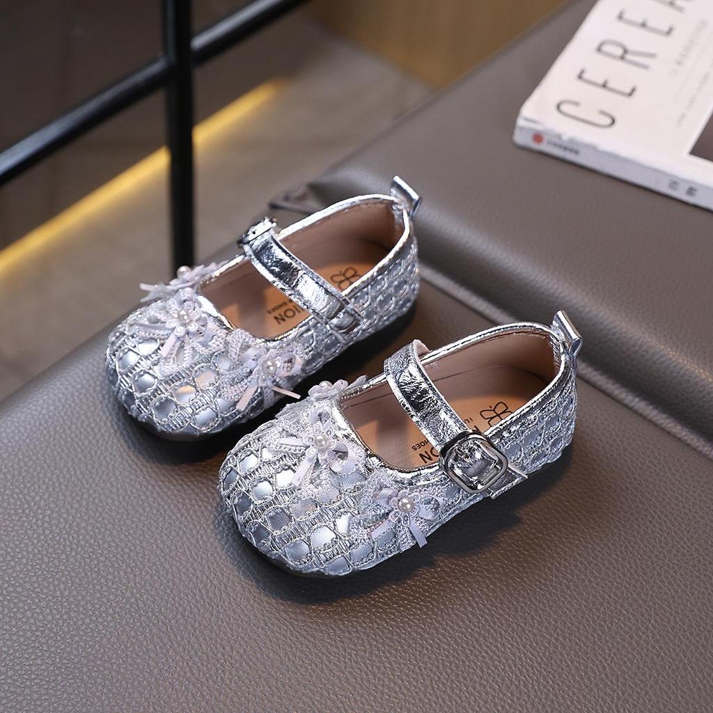 2026 Autumn Versatile Girls' Princess Shoes - Non-slip, Soft Sole with Pearl Bow