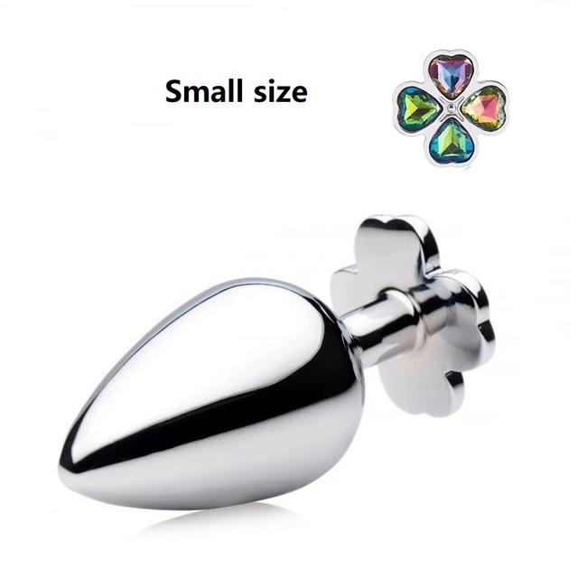 Nowy mały rozmiar czterolistna koniczyna metalowa analna zatyczka analna 12 kolorowych koralików jubilerskich kulki kegla silikonowe jaja seks zabawka dla mężczyzn i kobiet