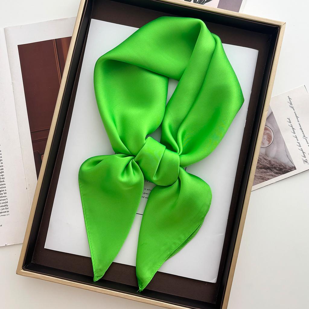 New Floral Print Silk Feeling 70Cm Square Scarf Women Foulard Neckerchief Lady Satin Head Hijab Female Decorate Neck Ties