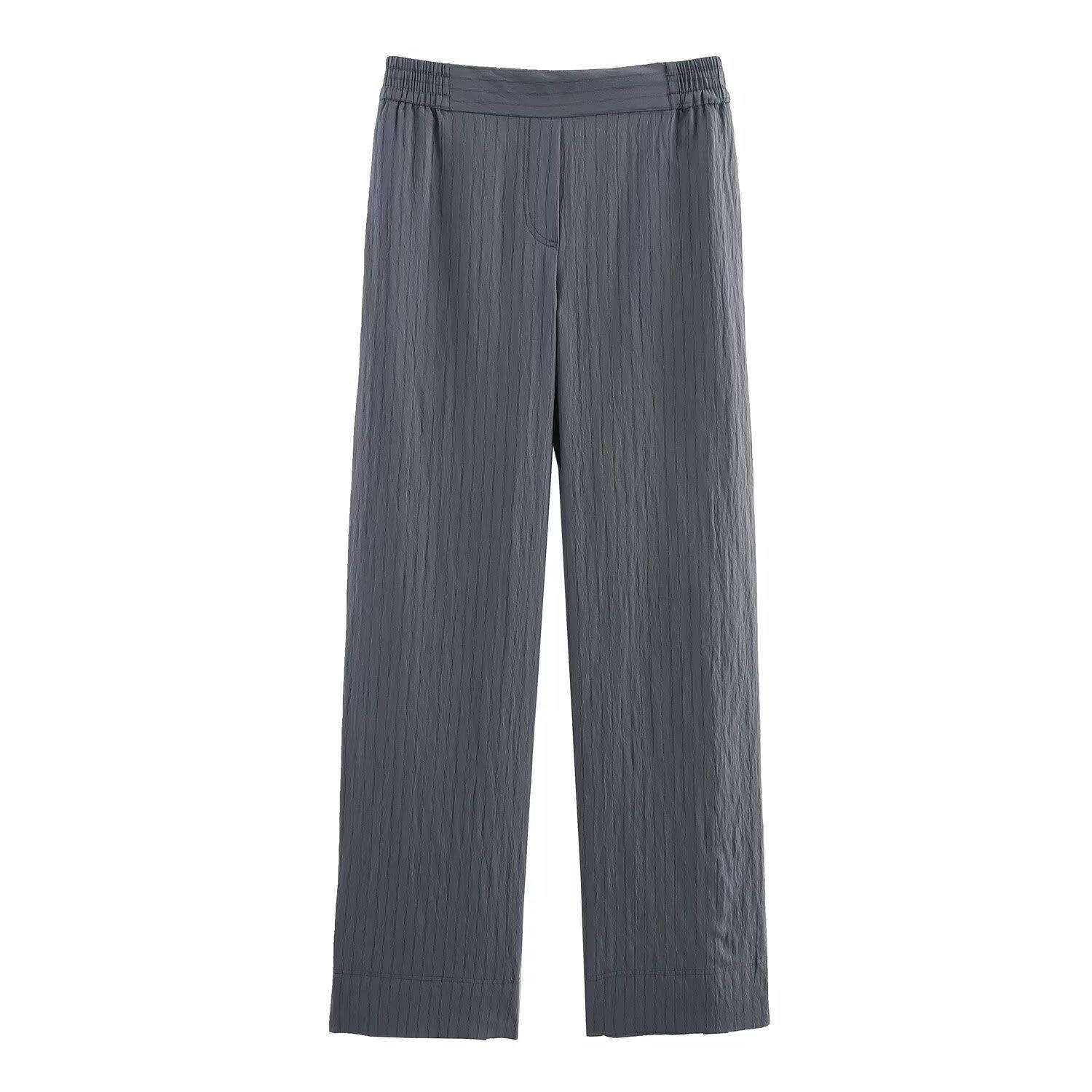 

Весна 2025 Женский комплект в полоску: рубашка и брюки с высокой посадкой S