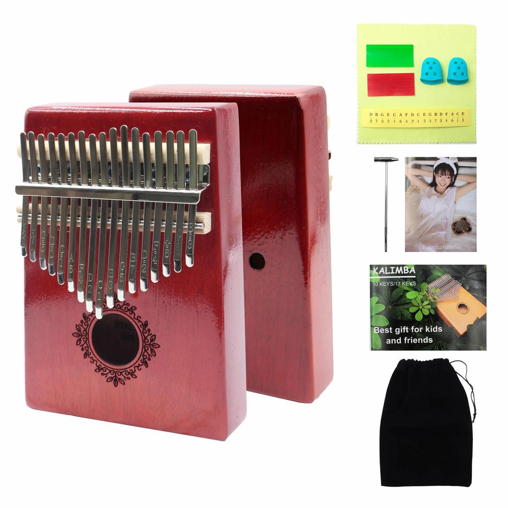 17 Keys Kalimba Thumb Piano Instrument Finger Mbira Mahogany Wood and 21 Keys