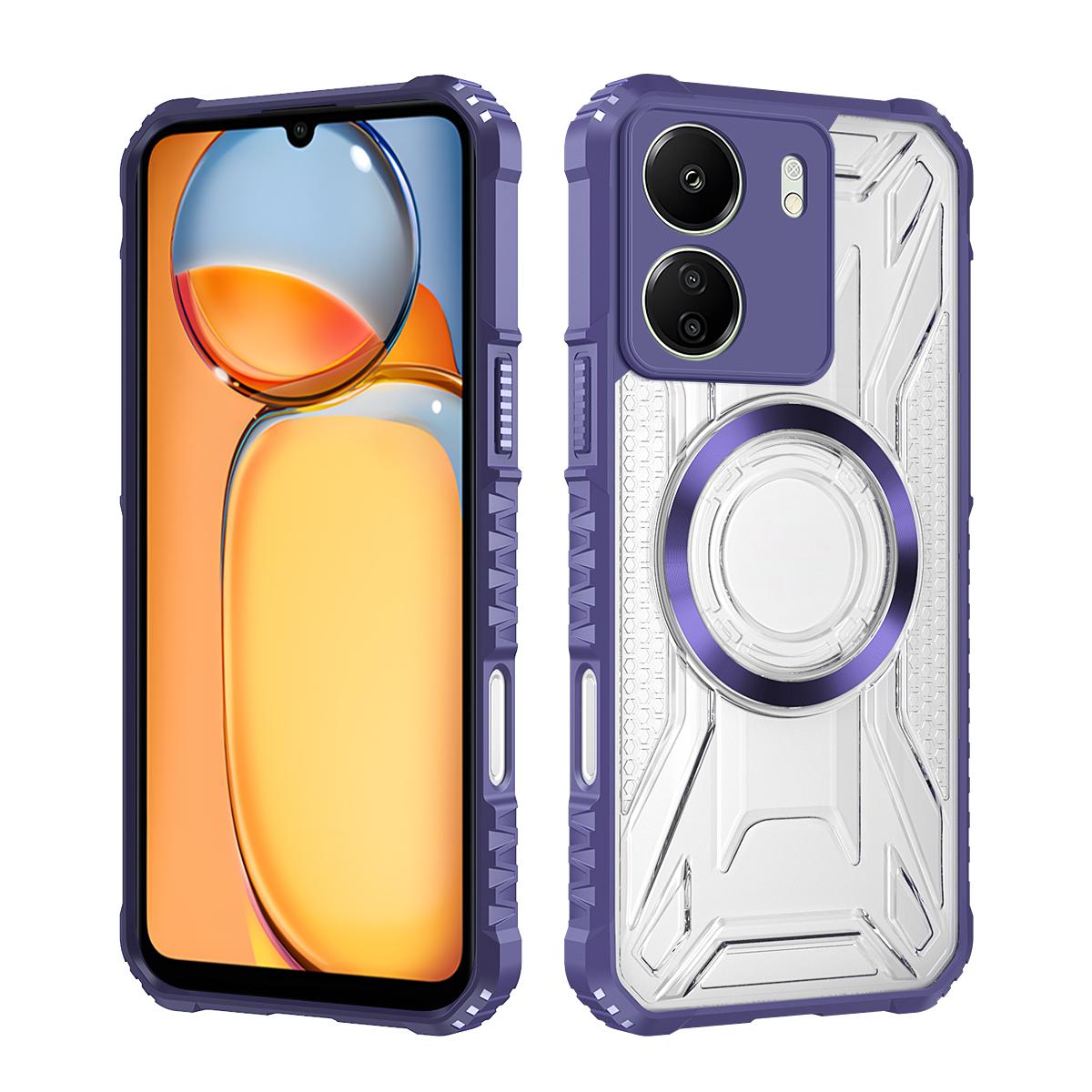 

Luxury Magnetic Ring Phone Case For Xiaomi Mi Redmi Note 15 14 13 12 11 Pro C Camera Protection Silicone Shockproof Bumper Cover For Redmi Note13 4G фіолетовий