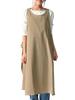JANJAM Plus Size Sleeveless Apron Dress with Sizes Women's Pockets, 100% Cotton, Beige, M-5L