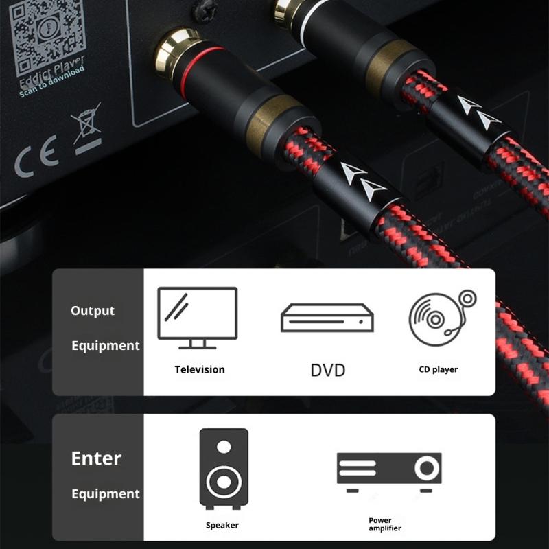 2 Piece Professional Grade 2RCA Interconnection Cable Wire OFC Construction for Audiophiles and DJs