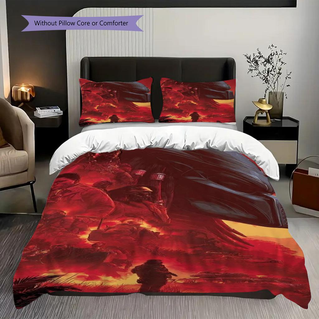 Alien Vs Predator Cosmic Battle Bedding 1 Duvet Cover 2 Pillowcase Without Core Soft And Comfortable Duvet Cover And Pillowcase Bedding Set