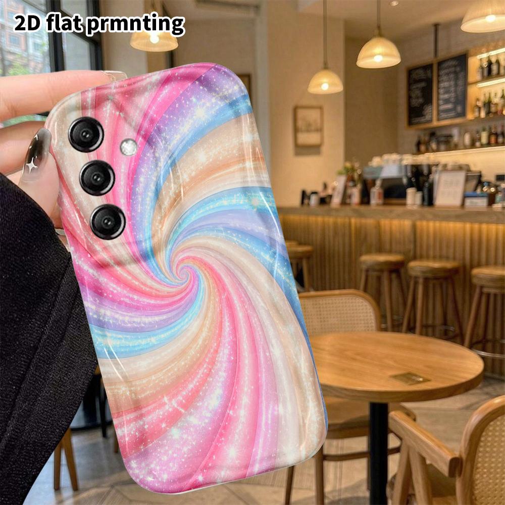 Phone Case: 2D Flat Samsung Galaxy A34 A35 M05 M06 S20 S22 S21 FE Plus 5G Protective Case, Spiral Swirl, Christmas and Halloween Gift