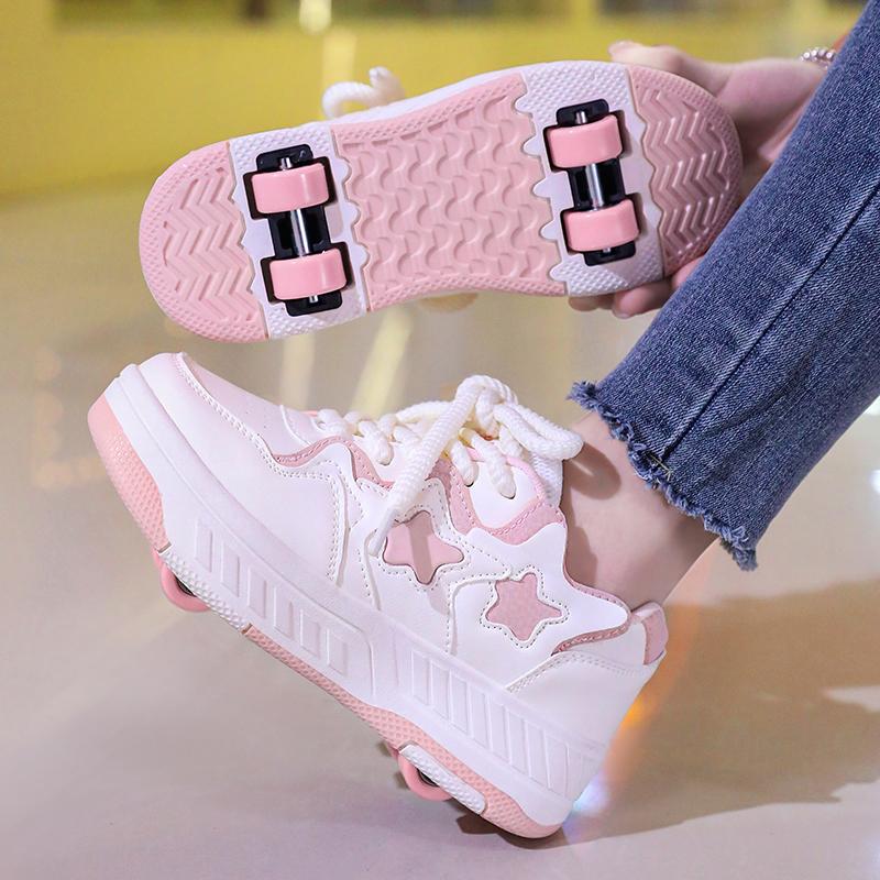 29-40 Botas Deportivas de Cuatro Ruedas para Niños Patinaje sobre Ruedas Se Pueden Ocultar Como Zapatos Deportivos Planos Zapatos de Patinaje Zapatos Deportivos, Zapatos de Patinaje sobre Hielo para Mujer