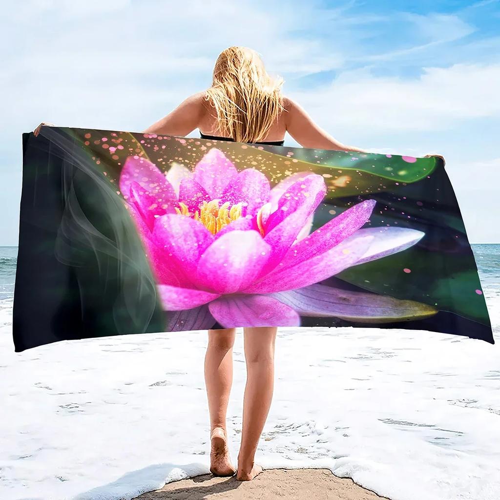 Lotus Flower Ultra Soft Beach Towel,Highly Absorbent Pool Towels,Quick Dry Beach Towel Sand Free Beach Towel Oversized Towels