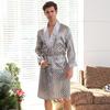 Men's Plus Size Silk-Feel Yukata: Lightweight Long-Sleeve Summer Robe & Pajamas