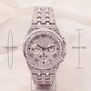 Trendy Women's Quartz Watch Full Rhinestone Accents Stainless Steel Band Three-Eye Dial Roman Numerals Stylish Glamorous watch