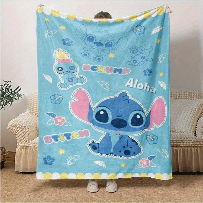 1pc Cute Stitch Printing Blanket - Soft, All-Season Throw for Living Room, Bedroom,Personalized Gift with Adorable Cartoon Design