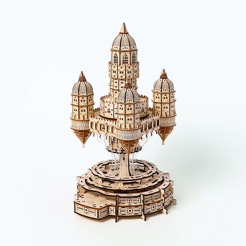3D Light-Up Castle In the Sky Wooden Puzzle Toy