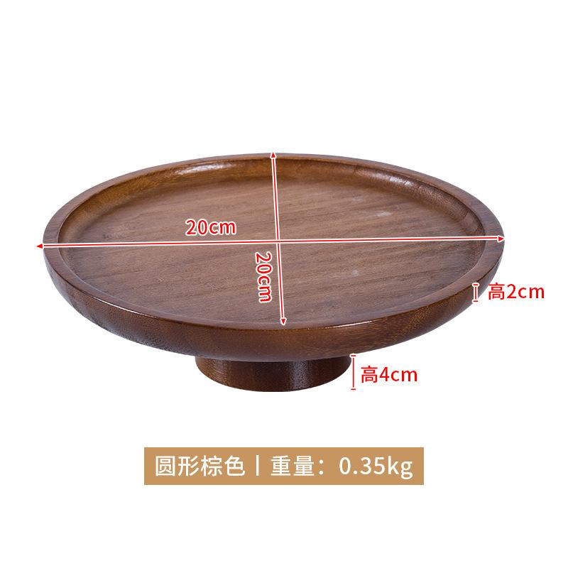 Retro Wooden High Feet Plate Cake Tray Fruit and Pastry Tray Desktop Storage Container Square Cake Trays Party Organizer