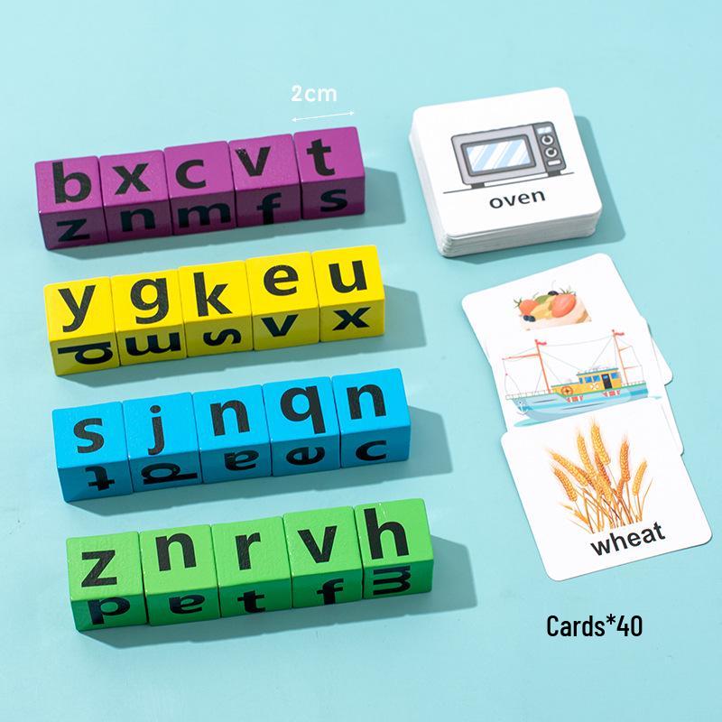 Early Childhood English Alphabet Spelling Board Game - Educational Wooden Blocks for Learning