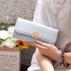 Advanced long wallet for women, solid color triple fold, multi slot zipper wallet, French hand-held small square bag