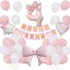 Set di Palloncini Foil Rosa Retro con Fiocco e Decorazioni per Feste di Compleanno per Bambini