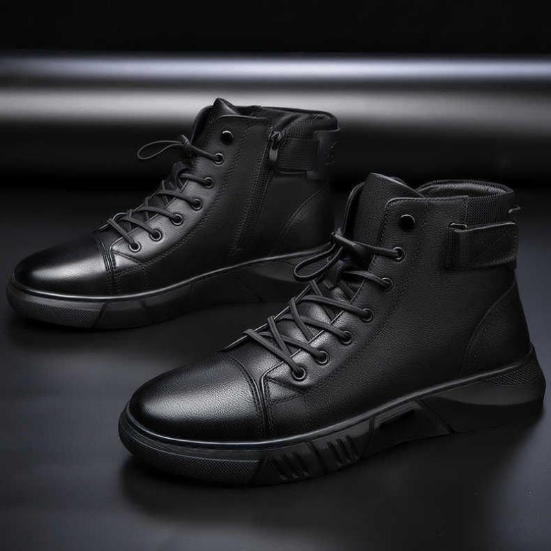 

Кожаные ботинки Мартин из коровьей кожи, мужские зимние высокие кожаные ботинки на флисе, британские хлопковые кожаные туфли, мужские хлопковые туфли, теплые зимние ботинки 44