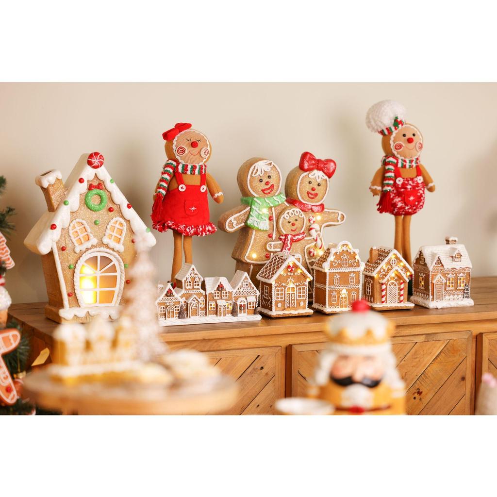 Santa and Friends Light Up Gingerbread Candy Cane House