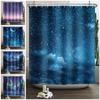 Dreamy Starry Sky Theme Modern Bathroom Curtain Aurora Planet Galaxy Moon Waterproof Polyester Shower Curtain Decor With 12 Hook