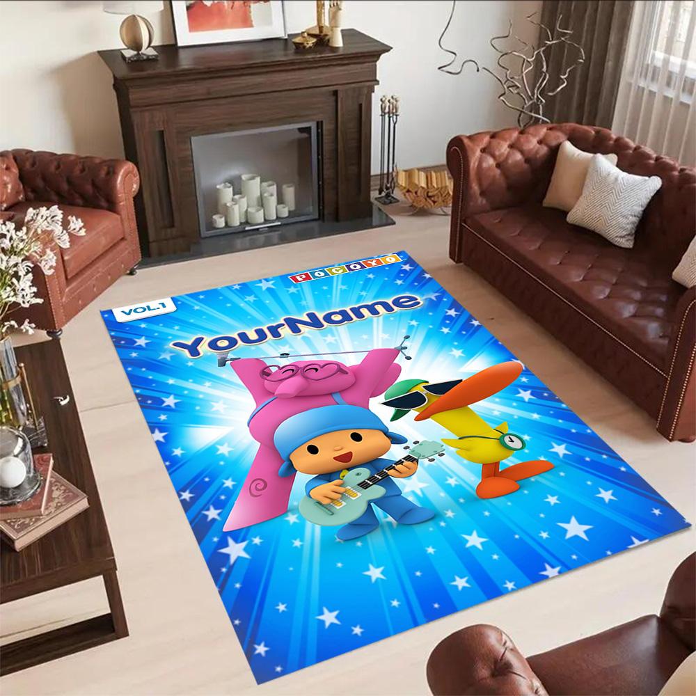 Alfombra Personalizable con Nombre de Pocoyó Adecuada para Exteriores Dormitorio Entrada Pasillo Alfombra Antideslizante Decorar Oficinas Regalo para Festivales