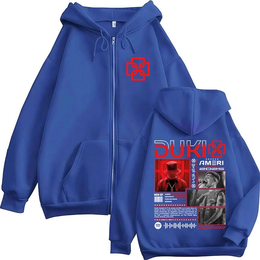 Rapper Duki Ameri World Tour Zipper Hoodies Men Women Clothing Fashion Hip Hop Zip Up Hooded Oversized Sweatshirts Jackets