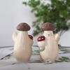 Wooden Mushroom Figurine Hand-Carved Mushroom Elf Holding A Balloon Rustic