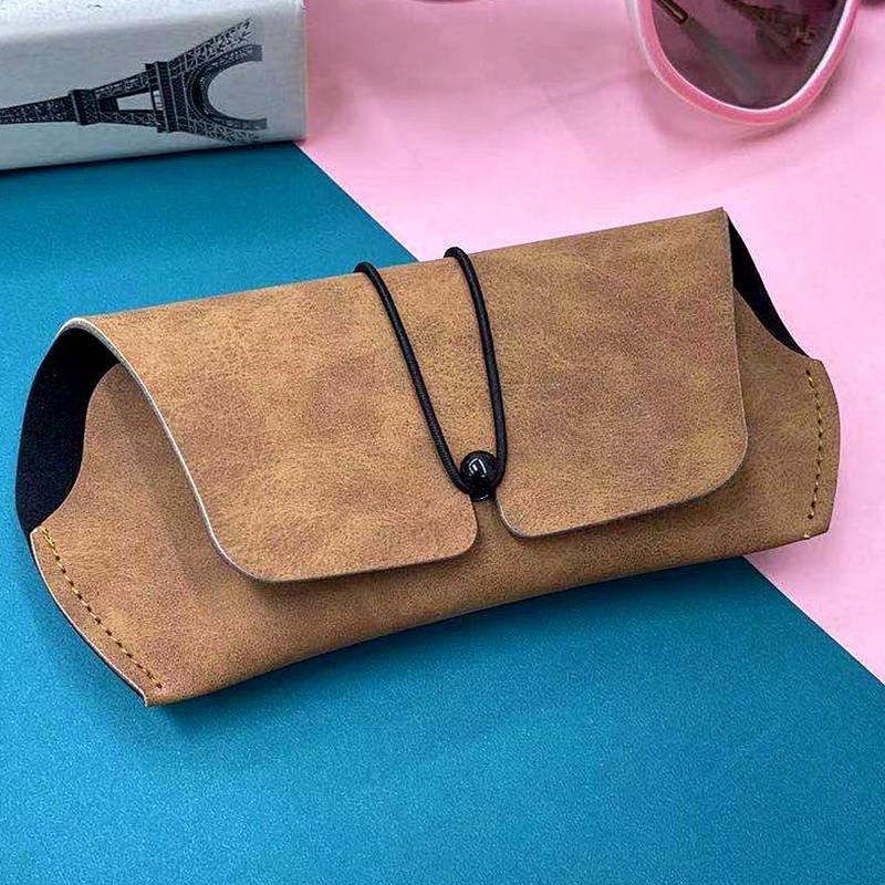 

Fashion Simple Glasses Case Sunglasses Case Portable Anti-Pressure and Anti-Drop Soft Bag Leather Storage and Protection Case коричневий