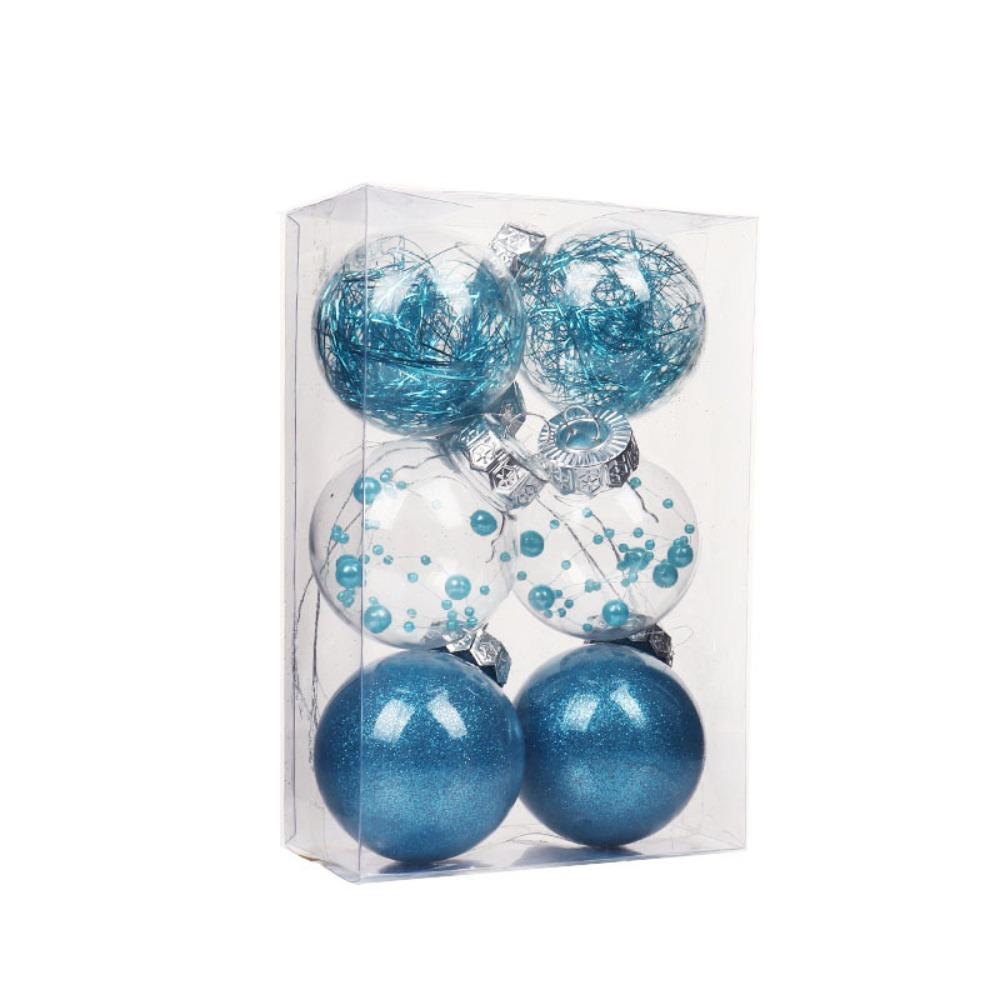 6Pcs/Box Electroplated Painted Ball Christmas Tree Ornament DIY Crafts Painted Plastic Christmas Gifts Boxes Pendant Pendant