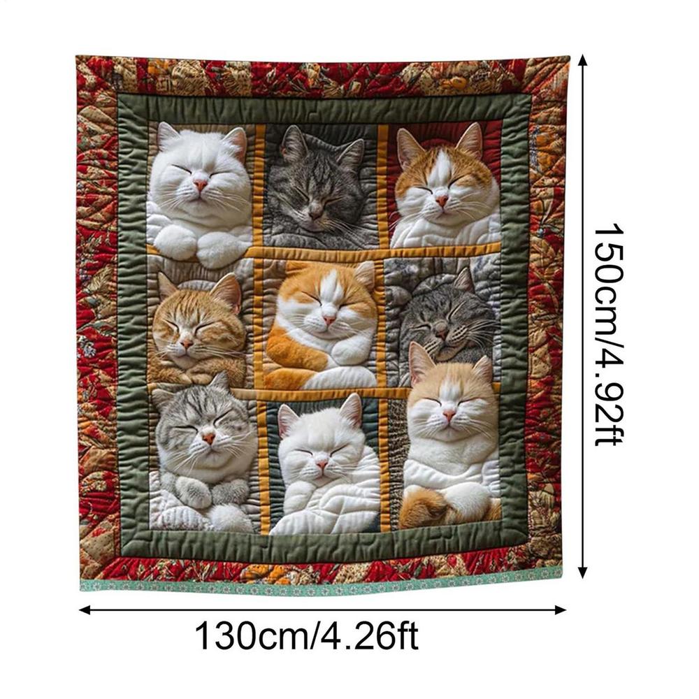 Adorable Warm Cat Print Pattern Throw Blanket Christmas Cat-theme Flannel Blanket For Sofa Couch Living Room Kitchen Bedroom
