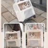 Portable Breathable Cat Carrier Foldable Detachable Pet Trolley Bag Large Capacity Rolling Crate for Travel Lightweight Suitcase